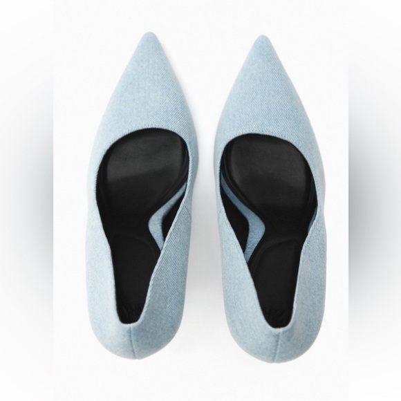 ZARA HIGH HEEL SHOES DENIM SZ 7.5 NEW - Picture 4 of 10